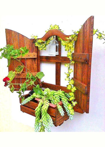 Полиця настінна для квітів з дерева Сан-Гонсалу капучино (ЦВС-001409) No Brand (328225805)