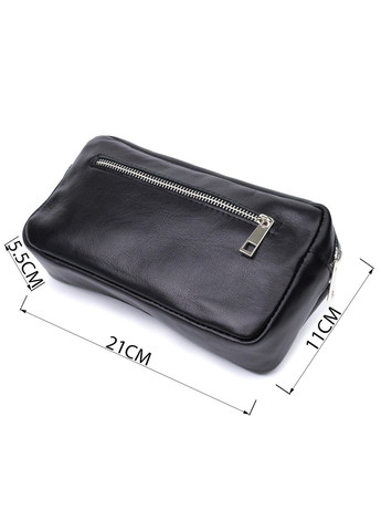 Прямоугольная сумка-бананка для мужчин из натуральной глянцевой кожи 22825 Черная Shvigel (313102107)