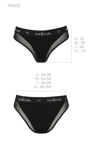 Чорний демісезонний трусики з прозорою вставкою ps002 panties black, size m Passion
