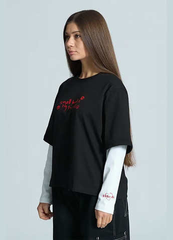 Жіночий оверсайз лонгслів Crush чорно-білий OGONPUSHKA (316302513)