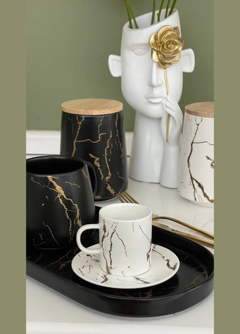 Банка порцелянова 720мл з бамбуковою кришкою Мармурова Розкіш No Brand (297514872)