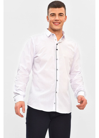 Сорочка чоловіча однотонна білого кольору Let's Shop (367582485)