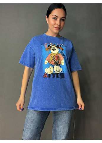 Футболка женская YIGOU 74 тай дай оверсайз с принтом собака No Brand - (329655376)