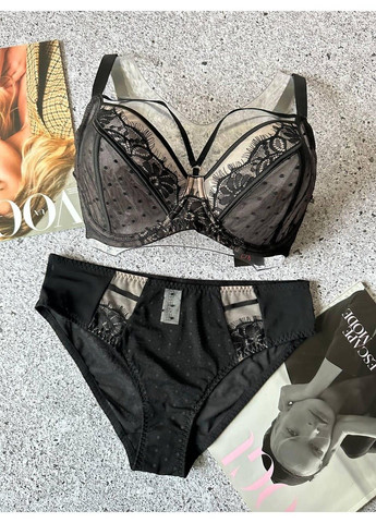 Черный женский комплект белья hidden beauty, сетка с кружевом черный Diorella