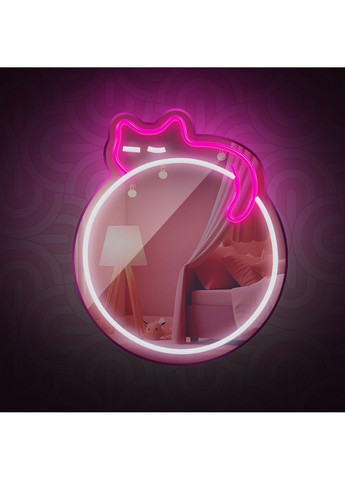 Настінний неоновий світильник-дзеркало Кіт Smarti (371330729)