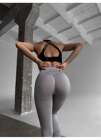 Женские лосины фитнес Push Up светло-серые / Женские компрессионные лосины для фитнеса / Женские спортивные лосины с высокой талией No Brand (367102215)