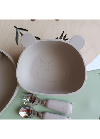 Набір дитячого силіконового посуду Ведмедик Бежевий 4 од (0238) No Brand (368999868)