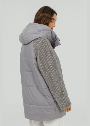 Сіра зимня куртка з рукавами під ангору Lora