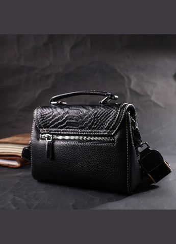 Шкіряна сумка для жінок з цікавою засувкою 22416 Чорний Vintage (315340923)