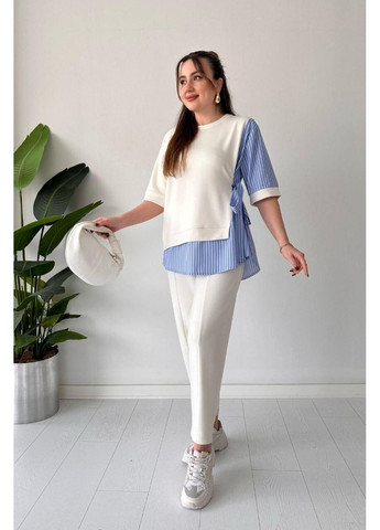 Костюм двійка італійський трикотаж+котон,штани та блузка Україна (360938407)