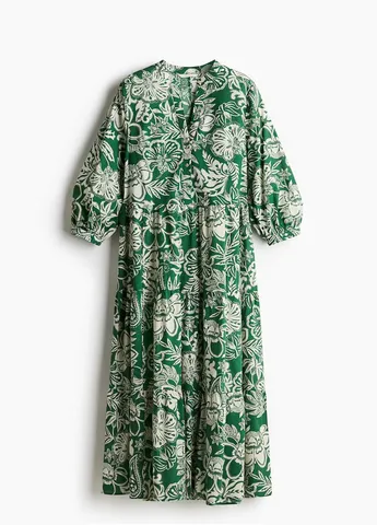 Зелена кежуал сукня H&M з квітковим принтом