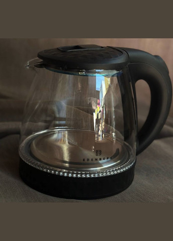 Дисковий скляний електрочайник 1,2л чайник електричний чайник скляний EB-83552 1500 Вт Чорний - Світловий індикатор робот Edenberg (299337451)