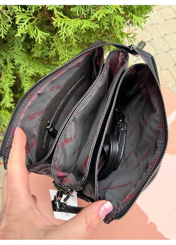 Сумка жіноча натуральна замша на три відділення з додатковим ременем чорна (3012-6) Karya (366907481)