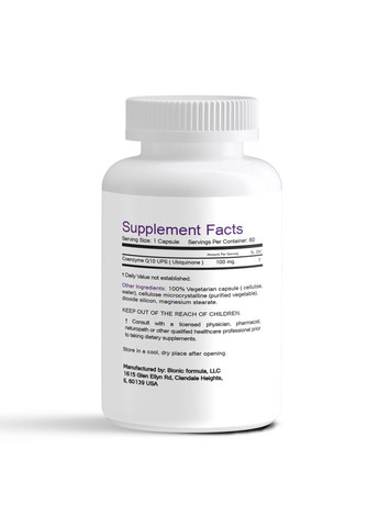 Коензим q10 100 мг. чистого Co Q10 в формі убіхінон ку10 60 капсул Bionic Formula (369154349)
