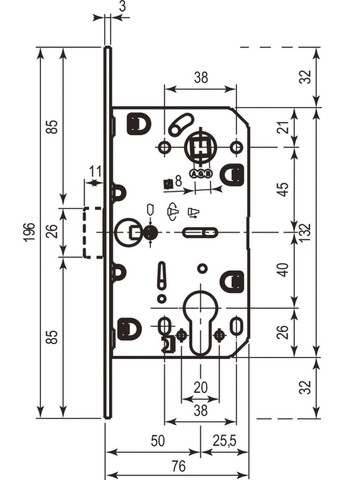Art. B011035023 Механізм Mediana Evolution під циліндр мат латунь 85мм AGB (322520219)