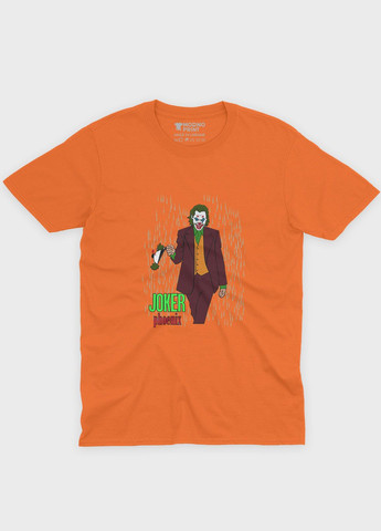 Оранжевая демисезонная футболка для мальчика с принтом супервора - джокер (ts001-1-ora-006-005-021-b) Modno