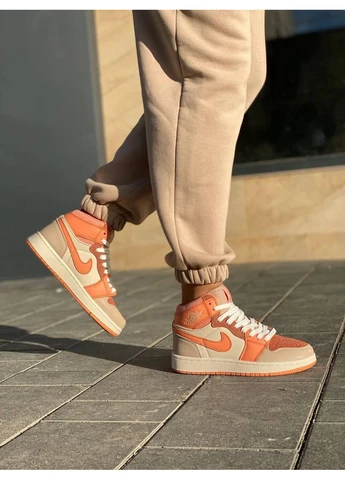 Бежевые летние кроссовки nike air jordan 1 retro high orange beige найк аир джордан No Brand