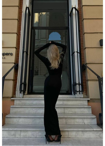 Черное вечернее платье макси с эффектными вырезами, вискоза — замер в описании DK/DL Мода без кордонів однотонное