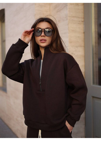 Базовий жіночий костюм з турецької тринитки на флісі з манжетами рібана 🔥 Україна (367049319)