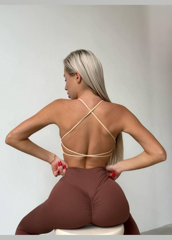 Спортивный комплект (топ «на бретелях» с чашками и леггинсы «Brazilian» с пуш-ап), размер S Trends (330757034)