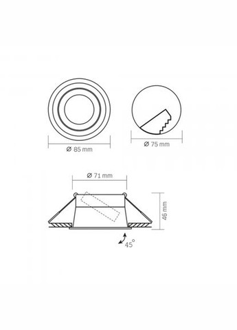 Светильник под лампу GU10 врезной Круглый Черный VLSPF09R-B (VL-SPF09R-B) Videx (305755253)