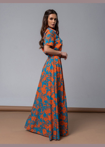 Бирюзовое повседневный платья ISSA PLUS с цветочным принтом