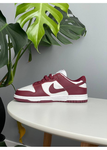 Кроссовки женские и мужские Nike Dunk Low Team Red Bordo White | Найк СБ Данк бордовые No Brand бордовые демисезоны (352252489)