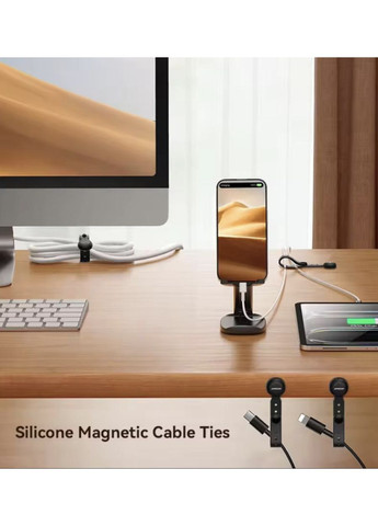Органайзер-фіксатор кабелю магнітні тримачі для дротів стяжка хомут кліпса 2 шт Чорний Joyroom (358935003)