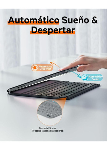 Клавіатура-чохол для iPad Air 2024 11”, Air 5/Air 4 10.9”, iPad Pro 11 4, 3, 2, 1 покоління, магнітна, ультратонка, сіра QWERTY No Brand (366422023)