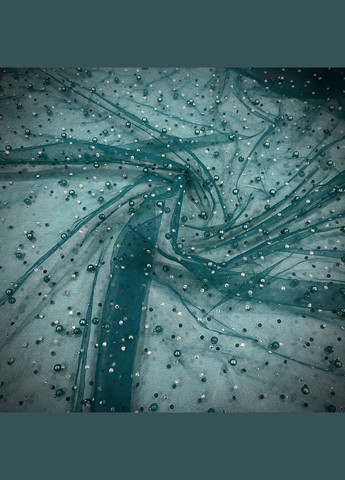 Сетка с камнями и жемчужинами стрейч морская волна No Brand (329743858)