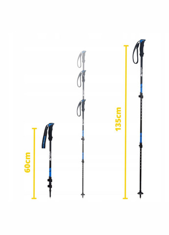 Трекинговые палки Peak+ 60-135 см Black/Blue (P-5907739318268) Mountain Goat (304252789)