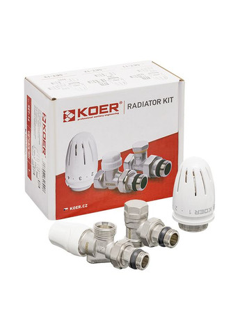 Комплект для підключення радіатора SET-16 - 1/2"x3/4" (осьовий) з термоголовкою ЗЗ (KR3179) KOER (315702013)