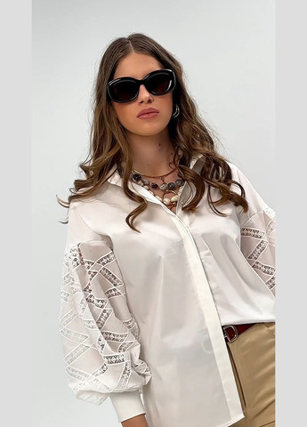 Белая эксклюзивная блуза с вышитым рукавом в украинском стиле - ua54 / eu48 Iren Klairie