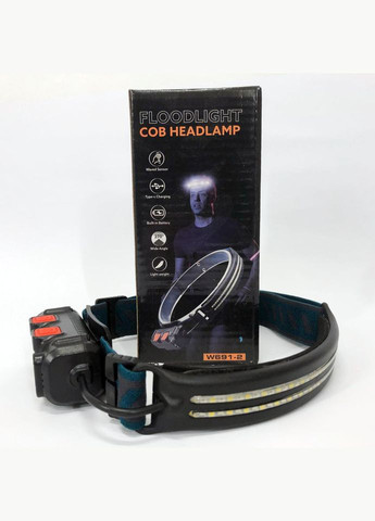 Ліхтар налобний акумуляторний BL-W691-2COB (white/red/RGB) з датчиком руху, потужний ліхтар налобний Bailong (364665027)