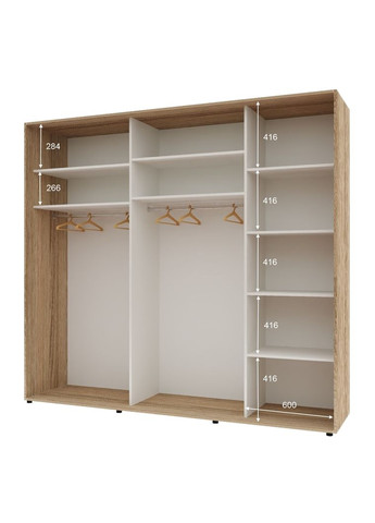 Шкаф-купе трехдверный Комфорт Мебель 240*60*220 см Натуральный ДСП + Зеркало + ДСП Стандарт Комфорт Меблі (360473470)