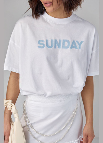 Женская футболка oversize с надписью Sunday - черный Lurex - (293293075)