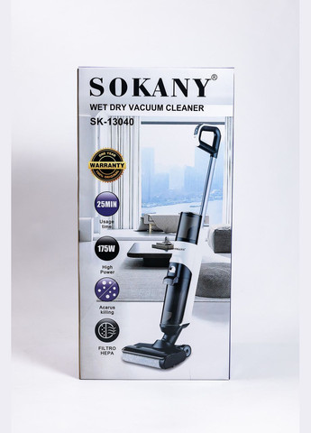 Вертикальный пылесос моющий 175 Вт аккумуляторный для сухой и влажной уборки SK-13040 Sokany (305389498)