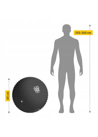 Мяч для фитнеса (фитбол) 65 см массажный AntiBurst Black 4FIZJO 4FJ0618 (292324207)