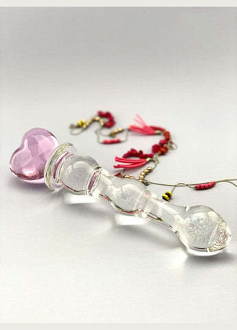 Фалоімітатор прозорий скляний з рожевим сердечком Magic Love вагінальний анальний вагінальний Lovetoy (303888614)