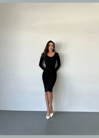 Черное коктейльное, деловое, повседневный, кэжуал, вечернее женское платье силуэтная FINO Mode