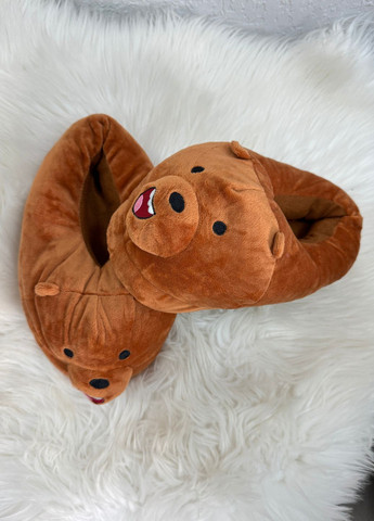 Унисекс тапочки с мишкой плюшевые с нескользящей подошвой My Kigu (368156593)