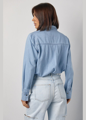 Джинсова жіноча сорочка на металевих кнопках No Brand (321667499)