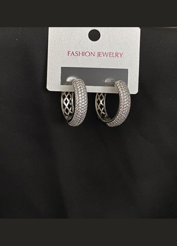 Сережки з камінчиками замок - кільце срібного кольору 32084 Fashion (335015229)