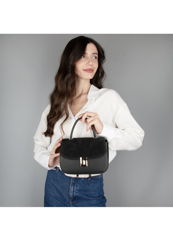 Сумка шкіряна жіноча 04023 чорна на застібці Virginia Conti (361048119)