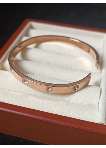 Браслет жіночий із медичної сталі рожеве золото з камінням No Brand (368713770)