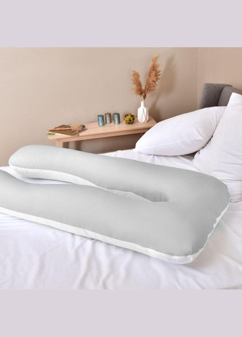 Наволочка на П-подушку для вагітних і відпочинку 75х140 см св.сірий/білий IDEIA (277695669)