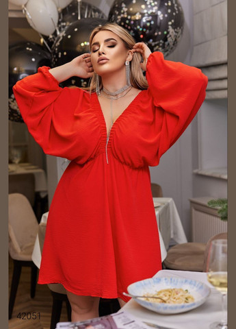 Красное вечернее вечернее коктельное платье с открытой спиной Liton однотонное