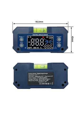 Цифровий багатофункціональний кутомір-рівень (4*90°, 2 магніти) Protester (288188765)