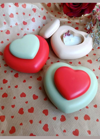 Підсвічник для чайних свічок у формі серця з кришкою, ручна робота, гіпс Hand Made (323158755)