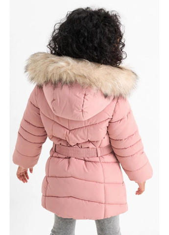 Пудрова зимня дитяча зимова стьобана куртка для дівчинки пудрова (25092416) куртка-пальто C&A